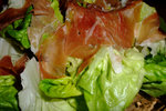 Butter lettuce with Prosciutto Toscano (not mixed by me, hee)
