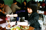 self served milk tea and porkchop sandwich