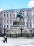 A statue outside St Sophia's Cath, commemorating B.Khmelnytsky, who liberated Kyiv in the 17th century