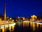 #24<BR>Tammerkoski at night, with Finlayson behind
