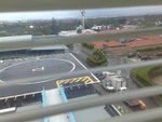 POWH<BR>View from a ward of main building to the red roof mental health unit + helicopter pad