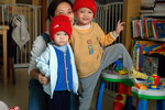 Brothers with their mom