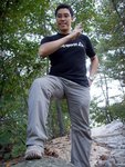 
someone play Kungfu in the mountain!