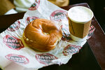 
Bagel with creamcheese and Cappucino