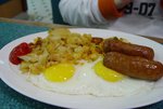 
Egg, sausage and potato~