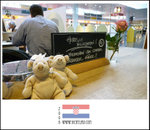 Piggy enjoying breakfast at Munich airport
