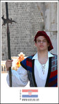 A young man dressed up as guard at Pile Gate