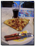 
Ham pizza at Train station
