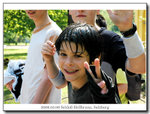 A French kid, soaking wet