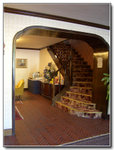 The staircase from lobby to the restaurant