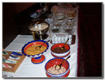 Part of the breakfast buffet bench