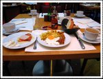 

Buffet breakfast everyday. Cereals, Moevenpick yoghurt, curd cheese, fresh fruits, cheese, smoked salmon, fried eggs, Swiss Roesti, etc etc. Swallowed over 1000 kcal every morning ! 