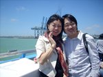 on board on ferry, photo shot by stranger, once again, all "stranger shot photo" looks really strange.
