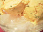 weird but nice: lovely saffron icream with pistachhio and rose sorbert with noodle-like-thingy