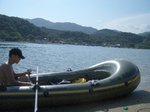 
The rubber boat.