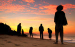 Sunrise after Full-Moon party in "Half-moon" beach, state of Karnataka.