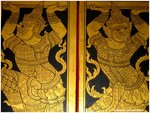 
doors magnificently engraved with lacquer and gold