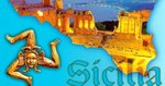 


The Sicily symbol of the three promontories : Cape Peloro at Messina, Cape Boeo at Marsala, and Cape Passero, seductive Trinakria in the midst of the Mediterranean Sea surrounded by islands and bridged between Africa and Europe. The image is the lower Siciliy infilled with Taormina Theatre.
