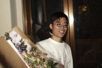 
Oscar with big bunch of roses
