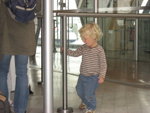 waiting outside the boarding gate