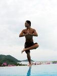 
yoga in pool