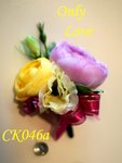 
CK046 - 茶花配牡丹桔梗小花襟花/手花 原價$35 現特價$28 (L夾款) - 茶花、牡丹均可轉顏色