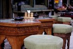Traditional tables & chairs in a Bosnian cafe

