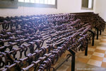 these are the iron bars with locks which each lock was used to lock on each prisoner's foot and you can imagine a room full of prisoners with all these locks on the floor