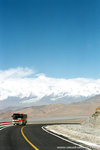 on the road, some tour bus returning.