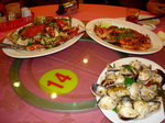 不夜天晚餐 -- 薑荵炒蟹、薑荵炒白沙、豉油王煎草蝦