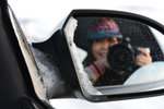 Frozen ice around the rear-view mirror
