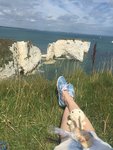 6/8 Relaxing my feets after walking walking walking to see this beautiful Old Harry Rocks — in Swanage.