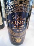 Chateau Vernous 2003

APPELLATION: Medoc

GRAPE : 60% Cabernet Sauvignon, 36% Merlot, 4% Cabernet Franc

REMARKS: Flora nose with nice fruit and spices, good balance of tannin and acidity. Good structure.