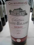 Chateau Saint-Hilaire 2003

APPELLATION : Medoc

GRAPE : 50% Cabernet Sauvignon, 45% Merlot, 5% Cabernet Franc

REMARKS : Wine with nice fruits, spices and minerals. Good concentration