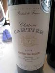 Chateau Cartier 2004

APPELLATION : Saint-Emilion Grand cru

GRAPE : 100% Merlot

REMARKS: Cherry and toasty on nose, nice and soft on palate