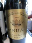 Candale 2003

APPELLATION : Haut-Medoc

GRAPE : 65% Cabernet Sauvignon, 35% Merlot 

REMARKS : A wine with Wonderful structure, ripe tannin