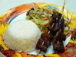 P1070709-炒椰菜香菇肉絲拼鰻魚串燒配日本珍珠米飯