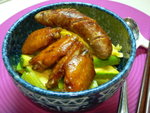 P1090166-蜜汁雞翼、德國香腸配煎蛋大碗飯~聖誕假期後是清清冰箱的好時候