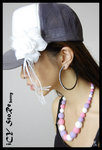 Hat CAD $7 (with flower CAD $10)
Hat Colour: Pink, Blue(SOLD), Black, Gray, White
Necklace CAD $5
EarRing CAD $15 (Large size in photo)
             CAD $10 (Small size)