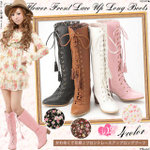 梦展望 &#32477;&#36190;公主碎花&#20869;里流苏系&#24102;高筒靴有拉&#38142;|800198/L/白-02