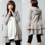 9004 - 裙款外套連帽(灰色)質料﹕棉 尺碼：肩寬37cm 胸圍86cm 袖長58cm 衣長78cm 售價$55