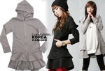 9004 - 時尚裙款外套連帽(灰色)a