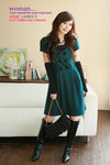 3-2-126-113(木綠色) 面料﹕羅馬呢 尺寸:衣長89cm 胸圍86cm 袖長15cm 肩寬36cm