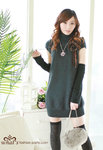 3-2-128 毛&#32466;配胸花連身裙(黑色) 質料: 毛&#32466; 尺寸﹕衣長:80cm 胸圍88cm 肩&#23515;34cm 售價﹕$79