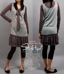 7283-時尚荷葉擺裙(灰色(配咖啡下擺) 質料﹕純棉拉架 尺碼(均碼)：肩寬38cm 胸圍86-90cm 售價﹕$59