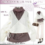 3382-兩件套高領上衣(白色) 質料﹕針織 呎吋 : 均碼 內衣：肩寬37-39cm 胸圍80-85cm 衣長55cm 領高20cm 外套：肩寬37-39cm 胸圍86-88cm 衣長38cm 袖長55cm 售價$59