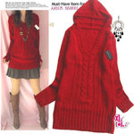 3390-有帽毛衣(紅色) 質料﹕針織 尺碼：肩寬41cm 胸圍86-96cm 衣長73cm 袖長58cm 售價$79