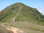 大隊上雷打石頂, 可不上山在草坡等我地回來.  雷打石山的雷打石在山右坡
DSCN8424