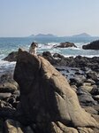 往官方營地途中石灘中一大石, 海中是南北果洲20260116_112541