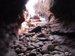 棧道奇穴中外望, 若水漲時相信要游水入洞, 到時便要小心洞口大石及水中石頭
P9130164